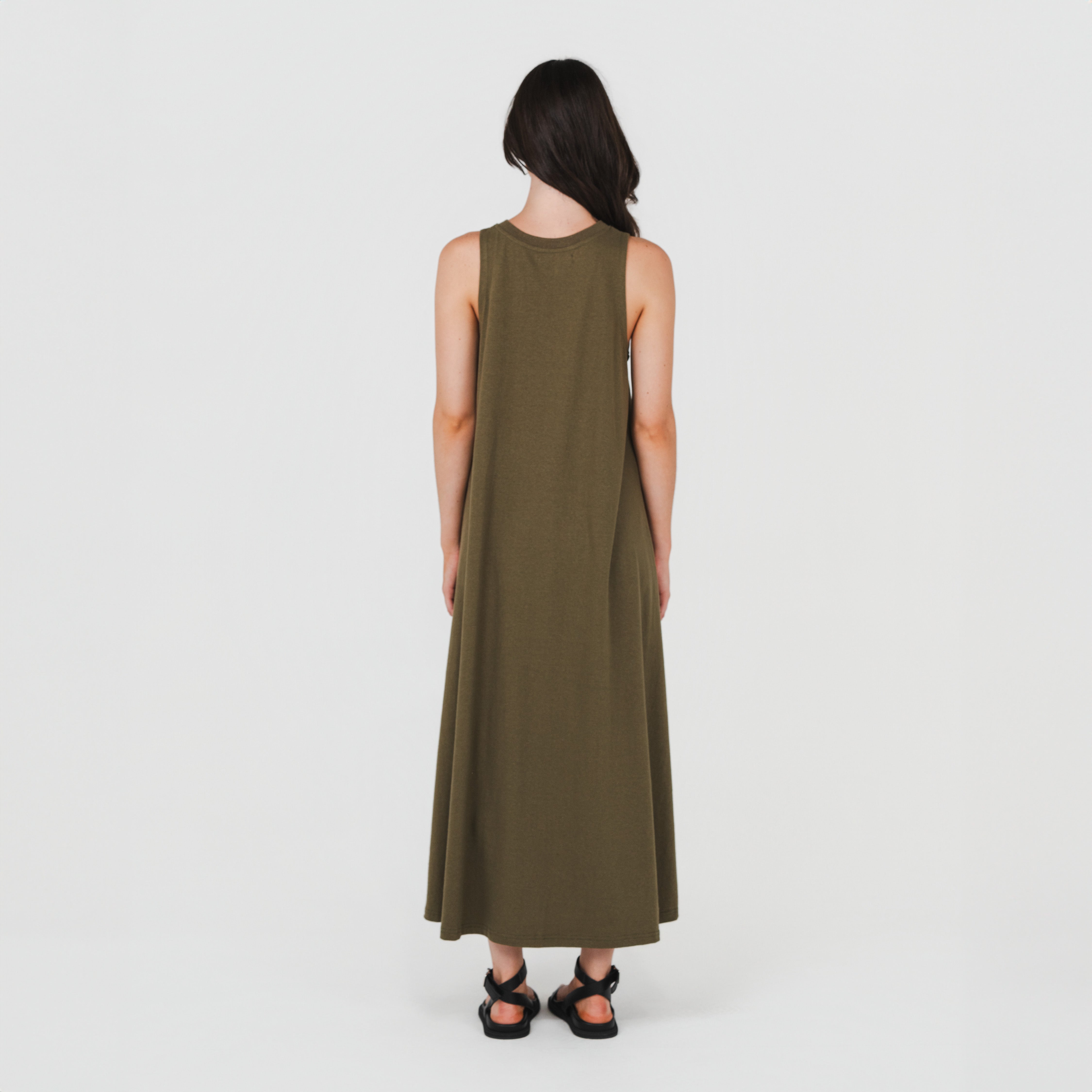 A-Line Tank Dress Olive Hemp Clothing Australia A-Line Tank Dress Olive Hemp Clothing Australia