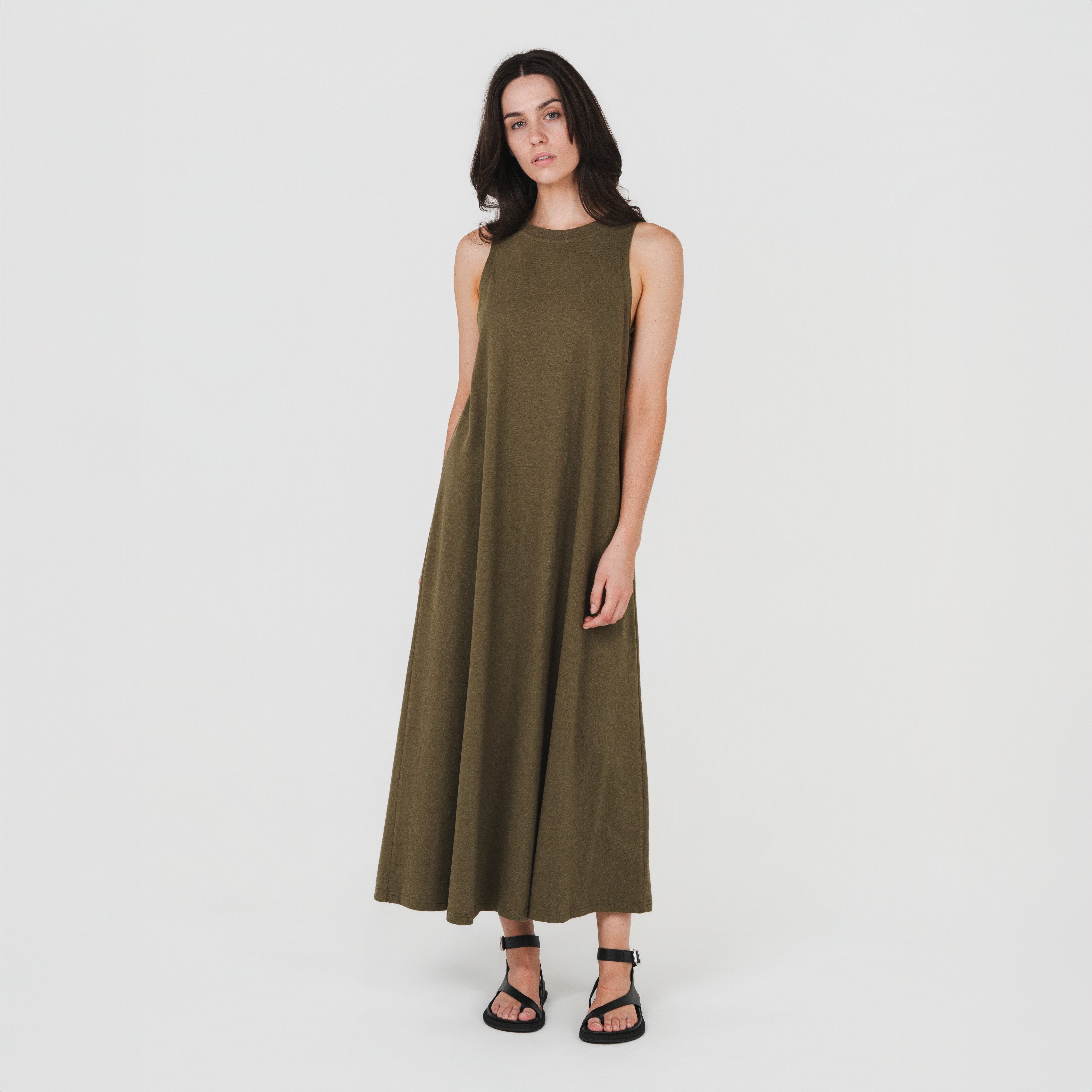 A-Line Tank Dress Olive – Hemp Clothing Australia